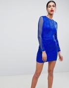 Ax Paris Lace Bodycon Dress - Blue