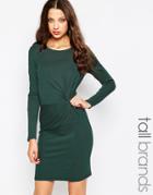 Y.a.s Tall Knot Front Body-conscious Dress - Dark Green