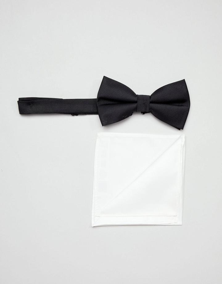 Asos Design Tie And Pocket Square Pack In Black-multi