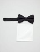 Asos Design Tie And Pocket Square Pack In Black-multi