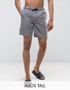 Asos Tall Swim Shorts In Gray Acid Wash In Mid Length - Green