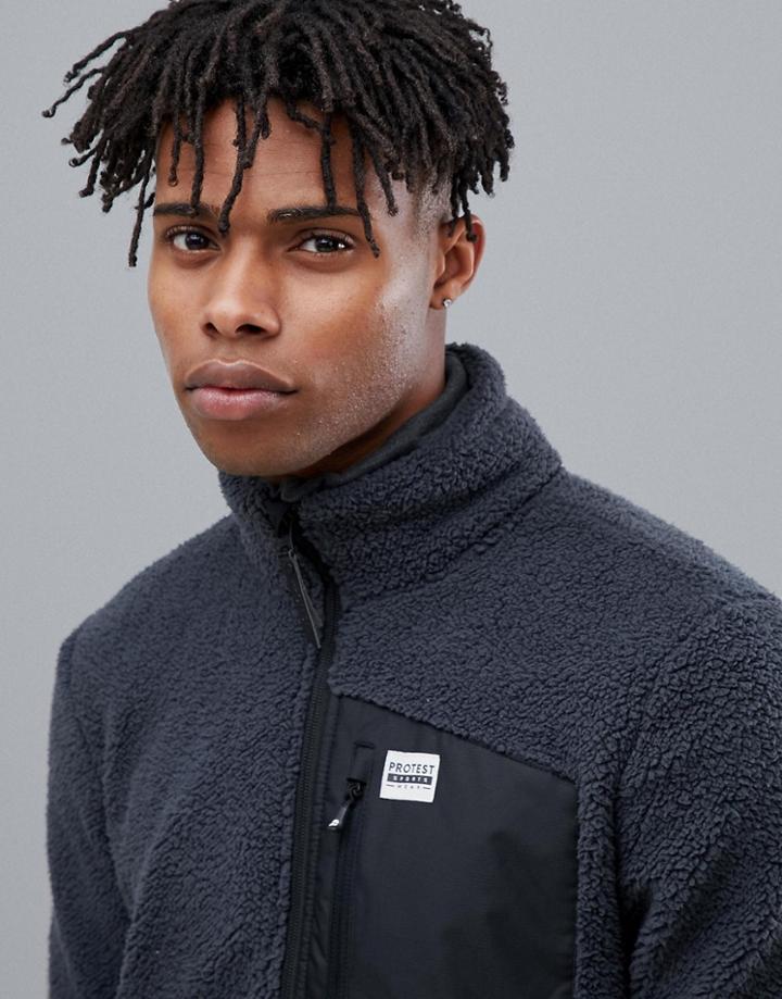 Protest Jumping Full Zip Fleece In Gray - Gray