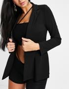 Asos Design Hourglass Jersey Single Breasted Suit Blazer-black
