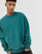 Asos Design Oversized Sweatshirt In Teal Green