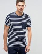 Jack & Jones Striped T-shirt With Contrast Pocket - Navy