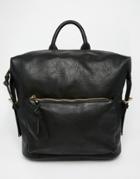 Asos Backpack With Clip Side Detail - Black