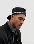 Asos Design Snapback Cap In Black With Taping Detail - Black