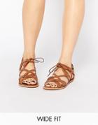 New Look Wide Fit Lace Up Sandal - Tan