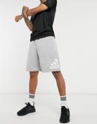 Adidas Training Shorts In Gray With Large Logo