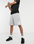 Adidas Training Shorts In Gray With Large Logo