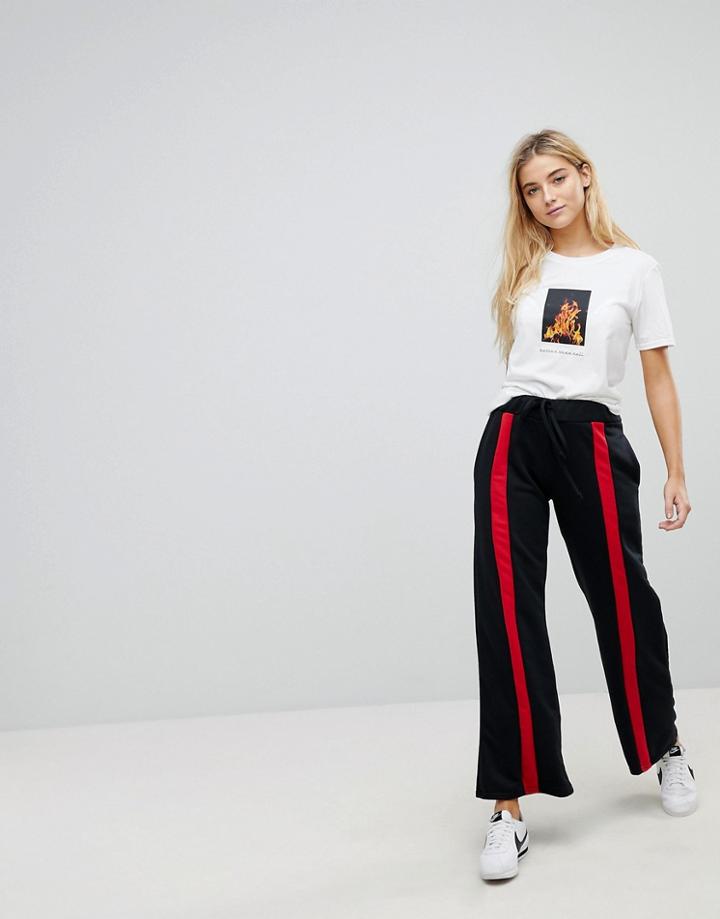 Daisy Street Joggers With Stripe Detail - Black