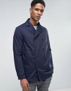 Sisley Double Breasted Pea Coat With Waxed Lining - Navy