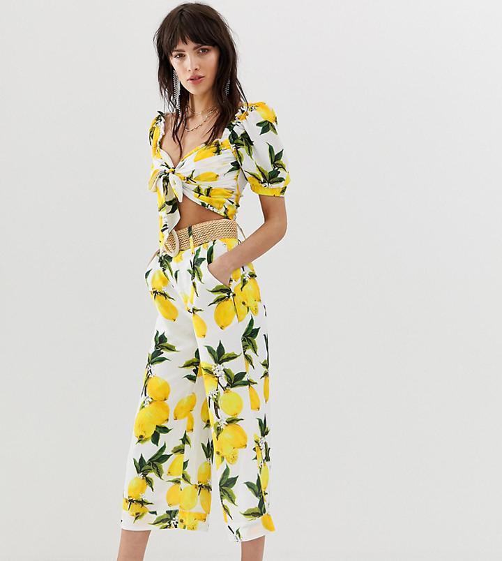 Dusty Daze High Waist Pants With Wicker Belt In Lemon Two-piece-yellow
