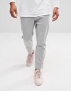 Bershka Slim Fit Cropped Pants With Stripe In Gray - Gray