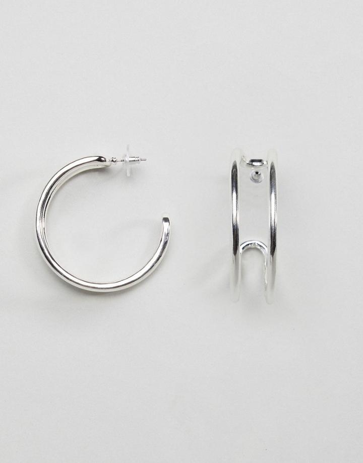 Aldo Geradda Double Hooped Earrings In Silver - Silver