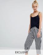 Chelsea Peers Striped Crop & Vest Pyjama Set - Blue
