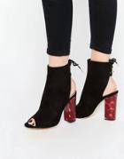 Truffle Collection Peep Toe Lace Up Boots With Contrast Heel - Black Mf