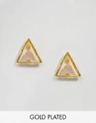 Ottoman Hands Rose Quartz Triangle Through & Through Earrings - Gold