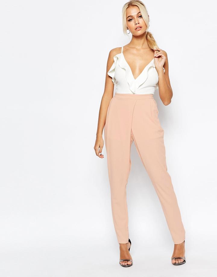 Fashion Union Asymetric Skinny Pants - Pink