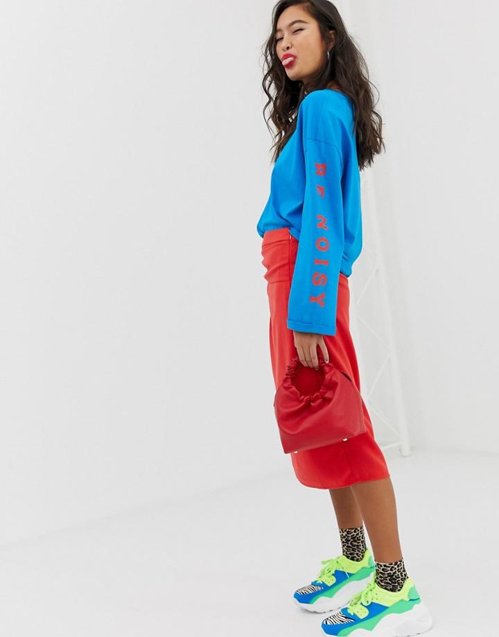 Noisy May Side Wrap Skirt-red