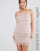True Decadence Petite Fringe Layered Cami Mini Dress - Pink