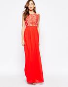 Little Mistress Maxi Dress With Burn-out Top - Red