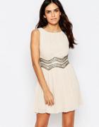 Tfnc Caris Skater Dress With Embellished Waist - Cream