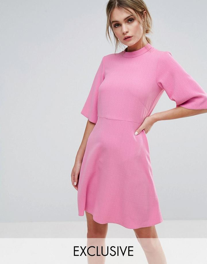 Closet London Swing Dress With High Neck - Pink