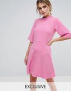 Closet London Swing Dress With High Neck - Pink