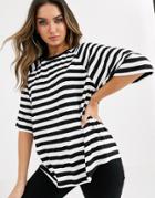 Asos Design Oversized Boxy T-shirt In Stripe-multi