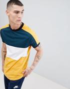 Asos Design Longline T-shirt With Curved Hem And Polytricot Yoke - Yellow