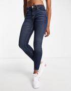 River Island Amelie Mid Rise Skinny Jeans In Smokey Blue-blues