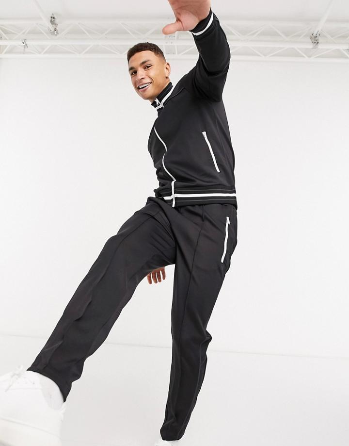 River Island Zip Through Coordinating Sweatshirt In Black