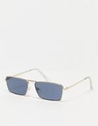 Svnx Mini Rectangle Sunglasses In Black And Gold
