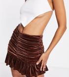 Collective The Label Petite Ruched Velvet Mini Skirt In Chocolate - Part Of A Set-brown