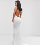 Club L London Tall High Neck Backless Fishtail Maxi Dress In White