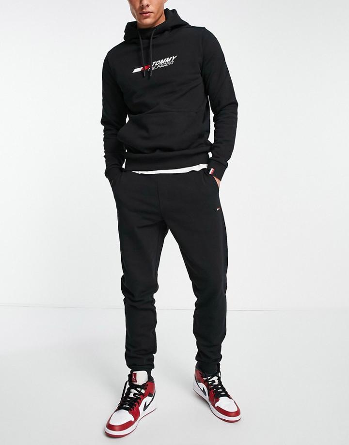 Tommy Hilfiger Performance Essentials Logo Cuffed Sweatpants In Black