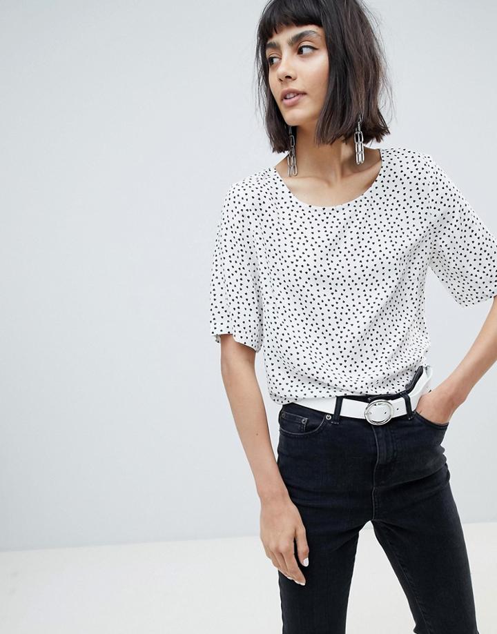 Pieces Heart Print Woven Top - Multi