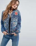 Blank Nyc Denim Jacket With Embroidery - Blue