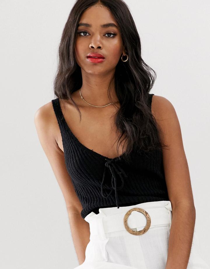 New Look Lace Up Sweater Vest In Black