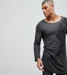 Asos Design Tall Super Longline Long Sleeve T-shirt With Eagle Print And Heavy Wash - Gray