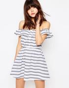 Asos Bardot Stripe Button Front Beach Dress - Stripe