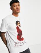 Asos Design T-shirt With Mariah Carey Christmas Print In White