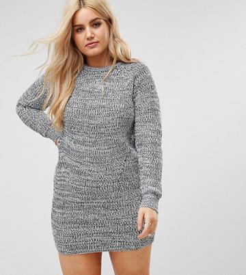 Brave Soul Plus Raglan Sweater Dress - Black