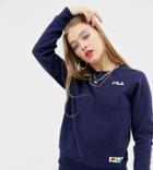 Fila Oversized Boyfriend Sweatshirt With Woven Chest Logo - Navy