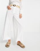 Mango Wide Leg Cropped Tailored Pant In Light White