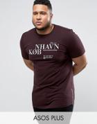 Asos Plus Longline Muscle T-shirt With Kobenhavn Back Print And Side Zips - Purple