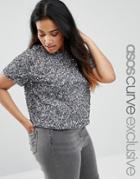 Asos Curve T-shirt In All Over Sequin - Gray