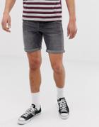 Selected Homme Slim Denim Shorts In Washed Gray Denim
