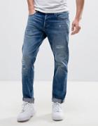 G-star 3301 Loose Jeans Rip And Repair Mid Wash - Blue